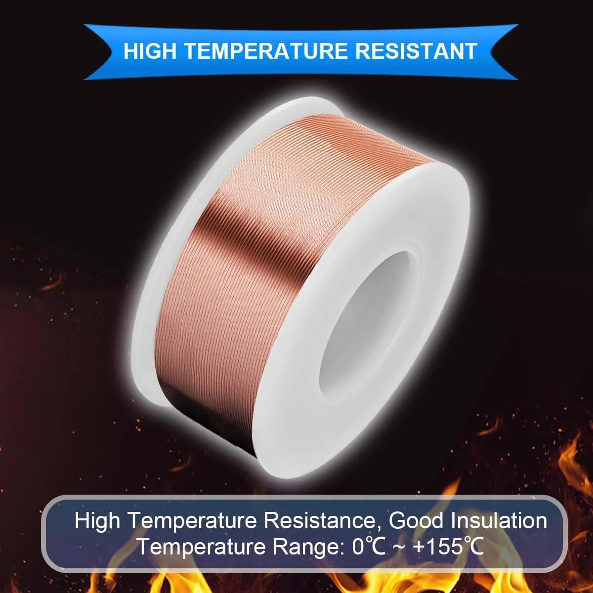 سیم مغناطیسی 22AWG Xiatiaosann، سیم مسی لعاب دار 0.6 میلی متر در 50 متر، سیم پیچ عایق بندی شده 0.05 میلی متر مقاوم در برابر درجه حرارت بالا 155 درجه سانتیگراد برای موتورها/ترانسفورماتورها، همراه با نوار مقاوم در برابر درجه حرارت بالا 10 میلی متر سیم مغناطیسی 22AWG Xiatiaosann، سیم مسی لعاب دار 0.6 میلی متر در 50 متر، سیم پیچ عایق بندی شده 0.05 میلی متر مقاوم در برابر درجه حرارت بالا 155 درجه سانتیگراد برای موتورها/ترانسفورماتورها، همراه با نوار مقاوم در برابر درجه حرارت بالا 10 میلی متر