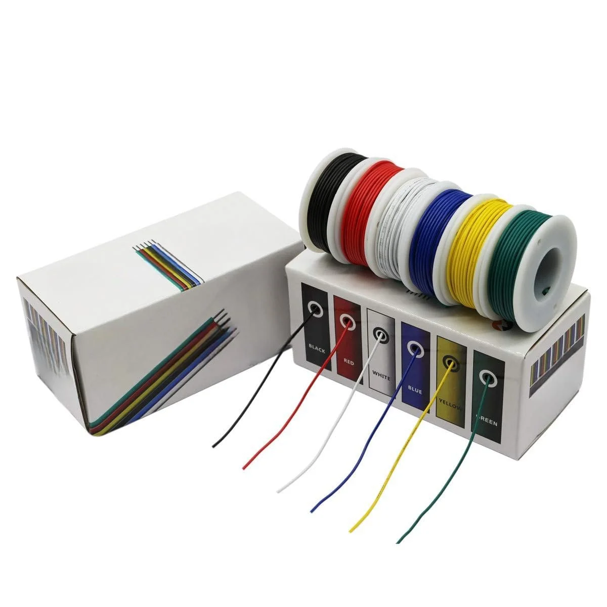 سیم افشان روکش PVC در 6 رنگ مختلف، 10 متر در هر رنگ (قرمز، آبی، سبز، زرد، مشکی، سفید) سایز 24AWG سیم افشان روکش PVC در 6 رنگ مختلف، 10 متر در هر رنگ (قرمز، آبی، سبز، زرد، مشکی، سفید) سایز 24AWG