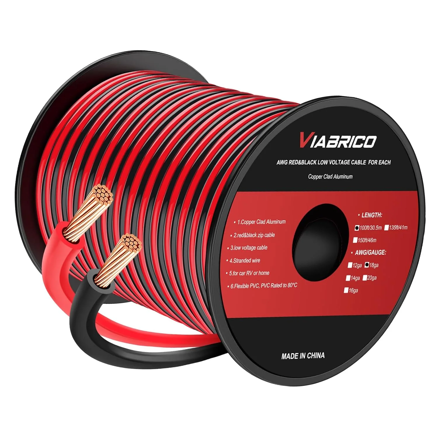 سیم برق 100 فوتی VIABRICO گیج 18 AWG، سیم کشی مسی قرمز مشکی 12 ولت DC، کابل اتصال خودرو 2 سیم ولتاژ پایین، کابل توسعه با قرقره برای چراغ نوار LED سیم برق 100 فوتی VIABRICO گیج 18 AWG، سیم کشی مسی قرمز مشکی 12 ولت DC، کابل اتصال خودرو 2 سیم ولتاژ پایین، کابل توسعه با قرقره برای چراغ نوار LED