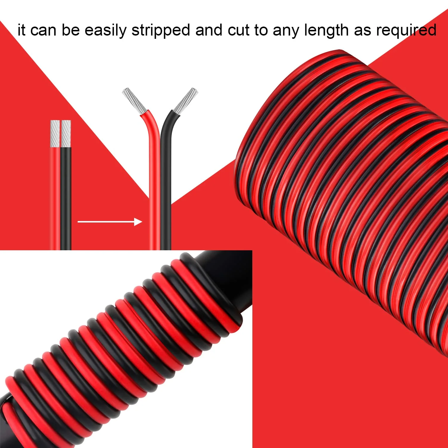 سیم برق 100 فوتی VIABRICO گیج 18 AWG، سیم کشی مسی قرمز مشکی 12 ولت DC، کابل اتصال خودرو 2 سیم ولتاژ پایین، کابل توسعه با قرقره برای چراغ نوار LED سیم برق 100 فوتی VIABRICO گیج 18 AWG، سیم کشی مسی قرمز مشکی 12 ولت DC، کابل اتصال خودرو 2 سیم ولتاژ پایین، کابل توسعه با قرقره برای چراغ نوار LED