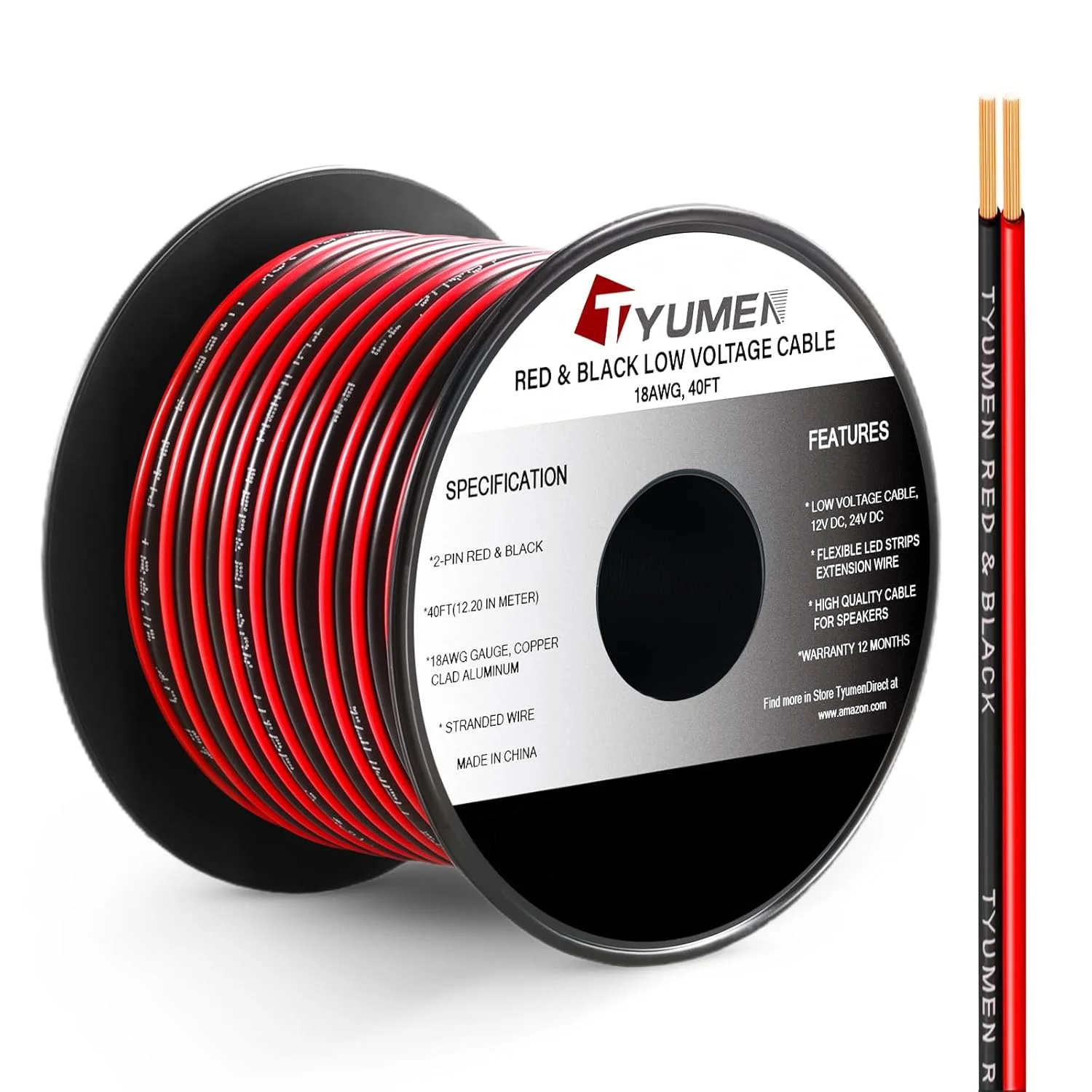 سیم برق 2 پین 2 رنگ قرمز مشکی 12/24 ولت DC، سیم رابط انعطاف پذیر 18AWG برای روشنایی نوار LED سیم برق 2 پین 2 رنگ قرمز مشکی 12/24 ولت DC، سیم رابط انعطاف پذیر 18AWG برای روشنایی نوار LED