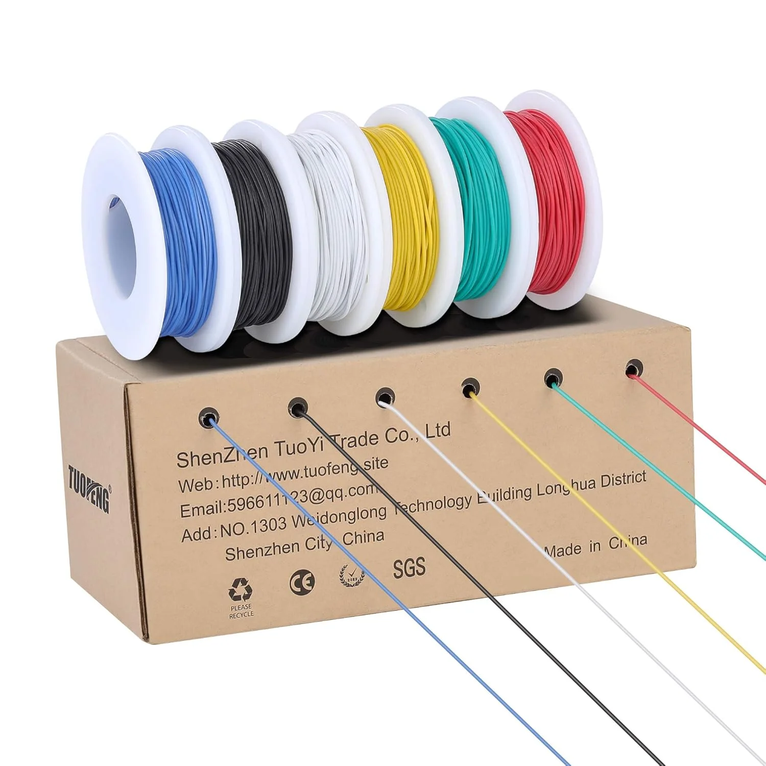 مجموعه سیم افشان 28awg TUOFENG - سیم سیلیکونی انعطاف پذیر سیم مسی قلع اندود گیج 28 (6 قرقره 43 فوتی با رنگ های مختلف) سیم اتصال 300 ولت مجموعه سیم افشان 28awg TUOFENG - سیم سیلیکونی انعطاف پذیر سیم مسی قلع اندود گیج 28 (6 قرقره 43 فوتی با رنگ های مختلف) سیم اتصال 300 ولت