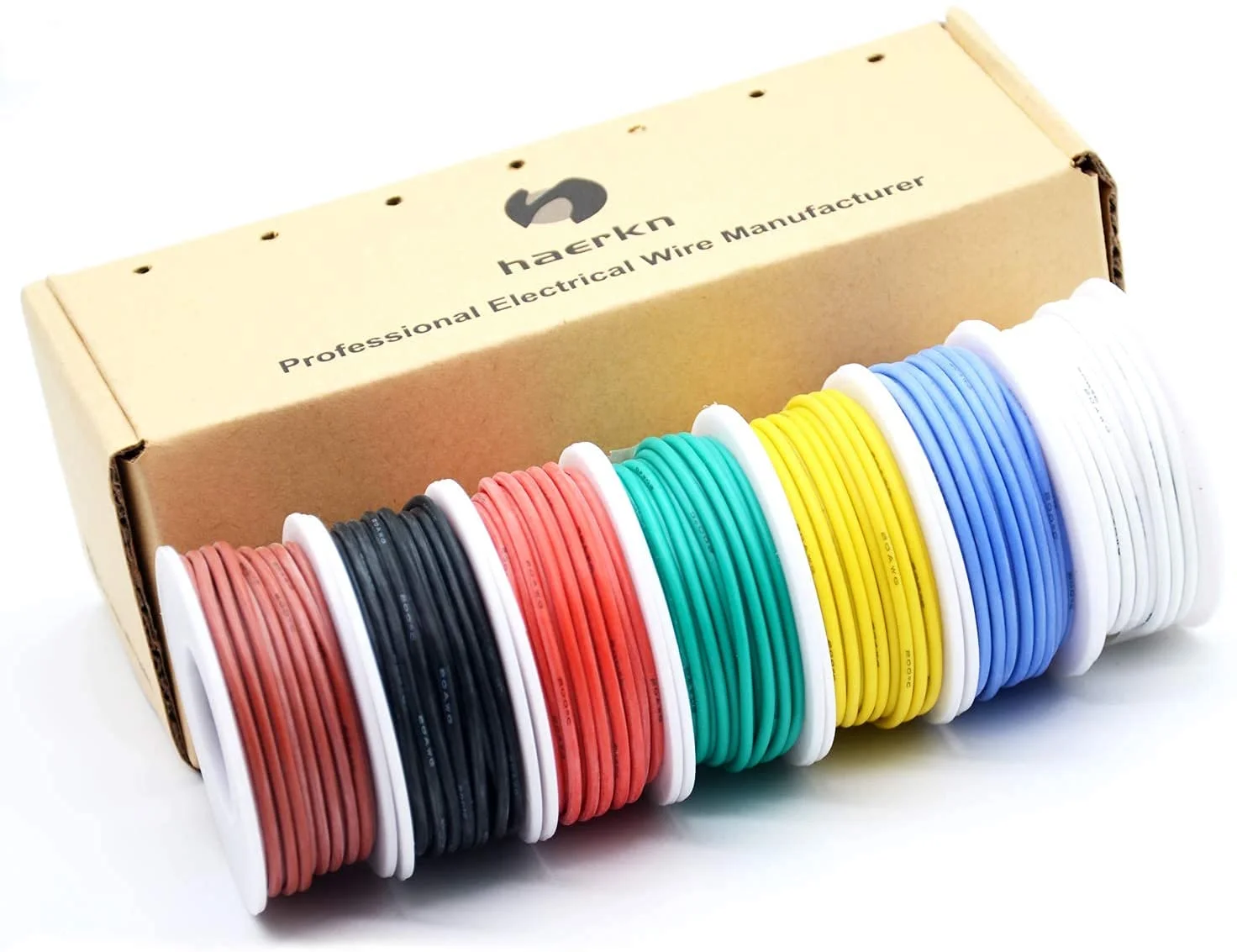 TOOLAE - سیم برق سیلیکونی 22 awg - 7 رنگ (8 متر) سیم های اتصال 22 گیج کیت سیم مسی قلع اندود شده انعطاف پذیر TOOLAE - سیم برق سیلیکونی 22 awg - 7 رنگ (8 متر) سیم های اتصال 22 گیج کیت سیم مسی قلع اندود شده انعطاف پذیر