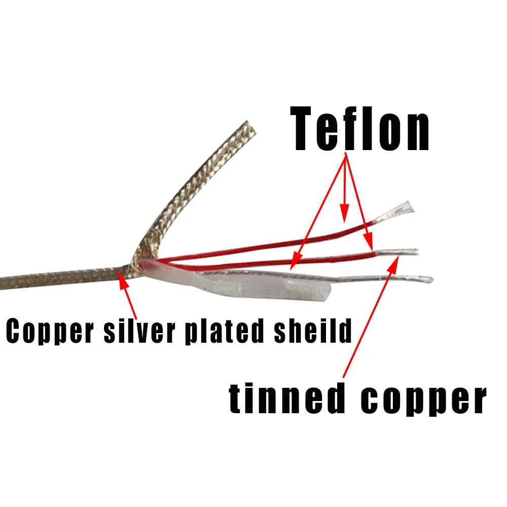 TOOLAE - سیم ترموکوپل سه هسته ای با روکش نقره و محافظ، سیم مسی سه هسته ای با عایق PTFE، سیم جبران کننده (10 متر) TOOLAE - سیم ترموکوپل سه هسته ای با روکش نقره و محافظ، سیم مسی سه هسته ای با عایق PTFE، سیم جبران کننده (10 متر)