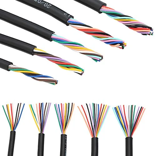 سیم مسی 5 متری 28AWG 26AWG 24 AWG 22 AWG 20AWG 18AWG 17AWG RVV 12 هسته ای، کابل الکتریکی RVV با روکش نرم مشکی سیم مسی 5 متری 28AWG 26AWG 24 AWG 22 AWG 20AWG 18AWG 17AWG RVV 12 هسته ای، کابل الکتریکی RVV با روکش نرم مشکی