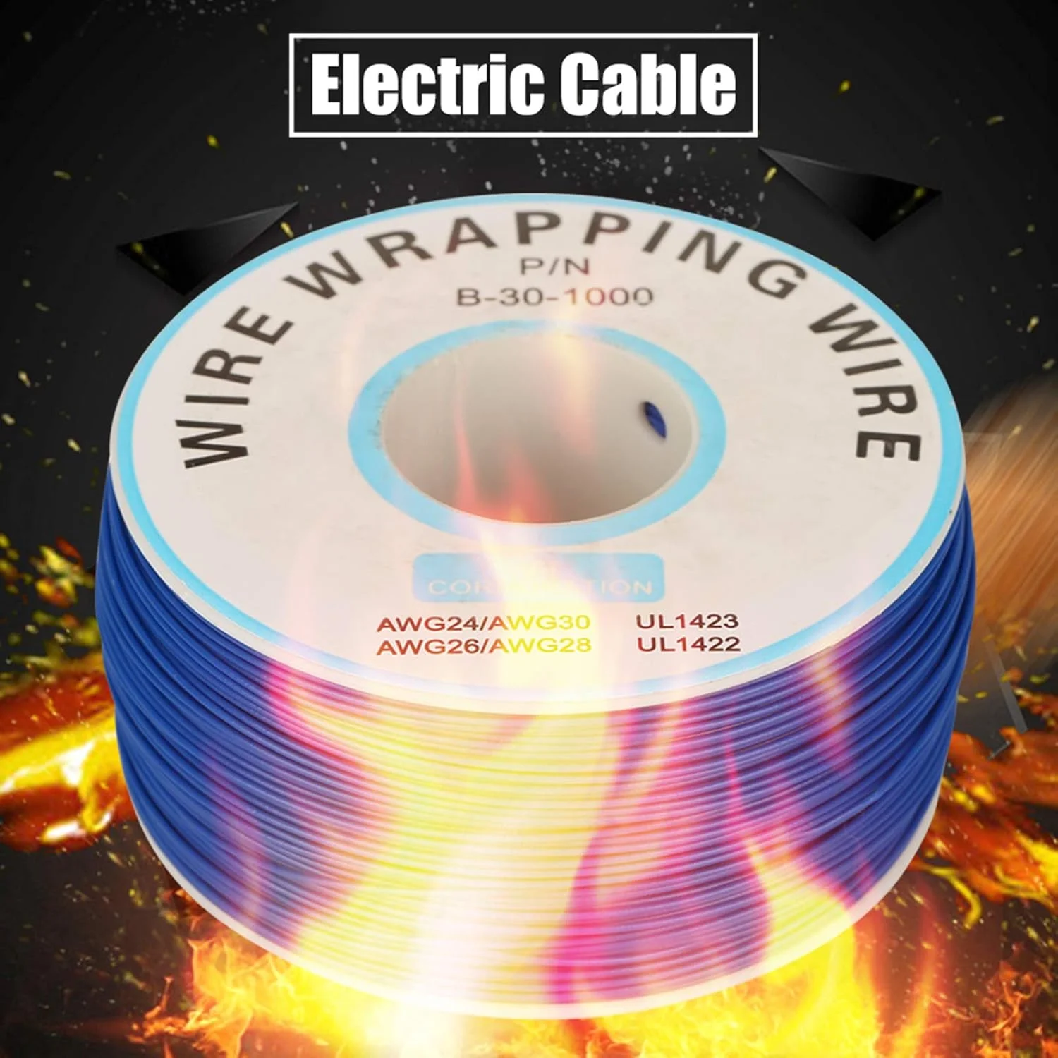 یک حلقه سیم روکش دار، سیم مسی تک رشته بافته شده 30AWG، قطر هسته 0.25 میلی متر (آبی) یک حلقه سیم روکش دار، سیم مسی تک رشته بافته شده 30AWG، قطر هسته 0.25 میلی متر (آبی)