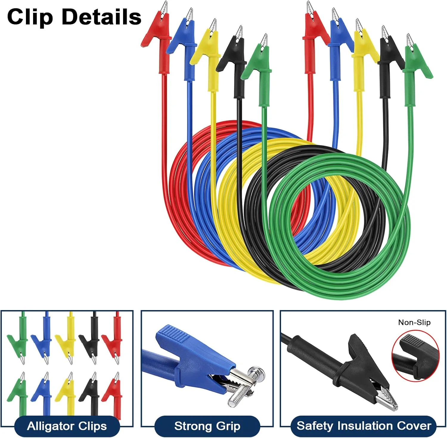 گیره سوسماری دو طرفه سامناکان، کابل سیم تست 15 آمپر با گیره های عایق، کابل انعطاف پذیر تست 1 متر با گیره های مسی محافظ برای تست الکتریکی 5 عدد ULSMC00391 گیره سوسماری دو طرفه سامناکان، کابل سیم تست 15 آمپر با گیره های عایق، کابل انعطاف پذیر تست 1 متر با گیره های مسی محافظ برای تست الکتریکی 5 عدد ULSMC00391