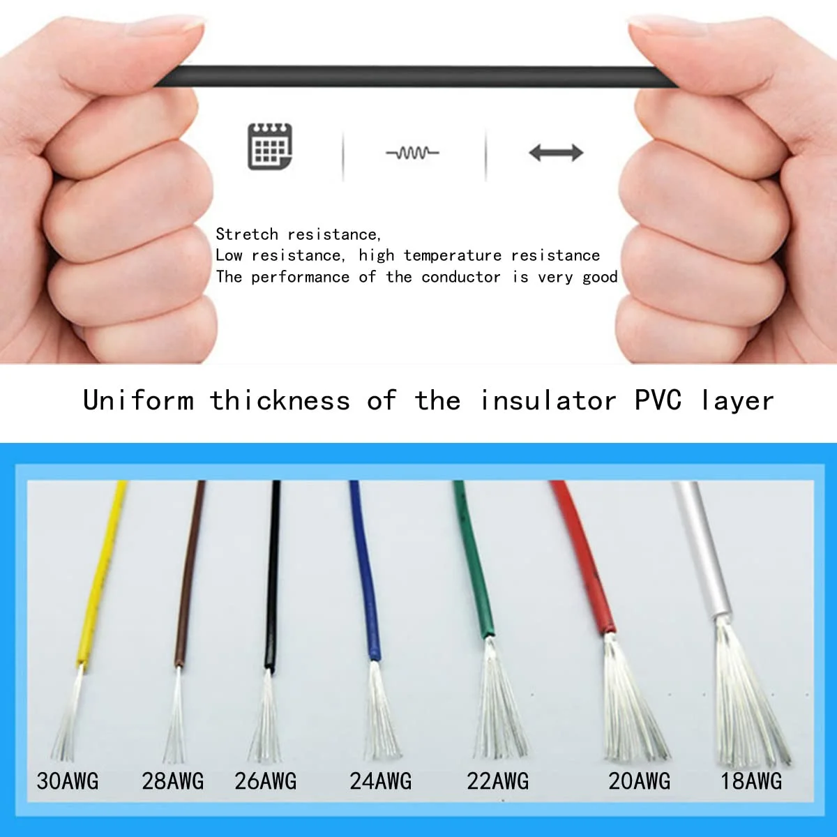 سیم و کابل برق سیلیکونی 24AWG مقاوم در برابر دمای بالا و پایین، 7 رنگ سیم مسی قلع اندود نرم برای DIY، لامپ ها، لوازم خانگی، باتری ها و غیره (7 x 30 فوت) به همراه ابزار سیم و کابل برق سیلیکونی 24AWG مقاوم در برابر دمای بالا و پایین، 7 رنگ سیم مسی قلع اندود نرم برای DIY، لامپ ها، لوازم خانگی، باتری ها و غیره (7 x 30 فوت) به همراه ابزار