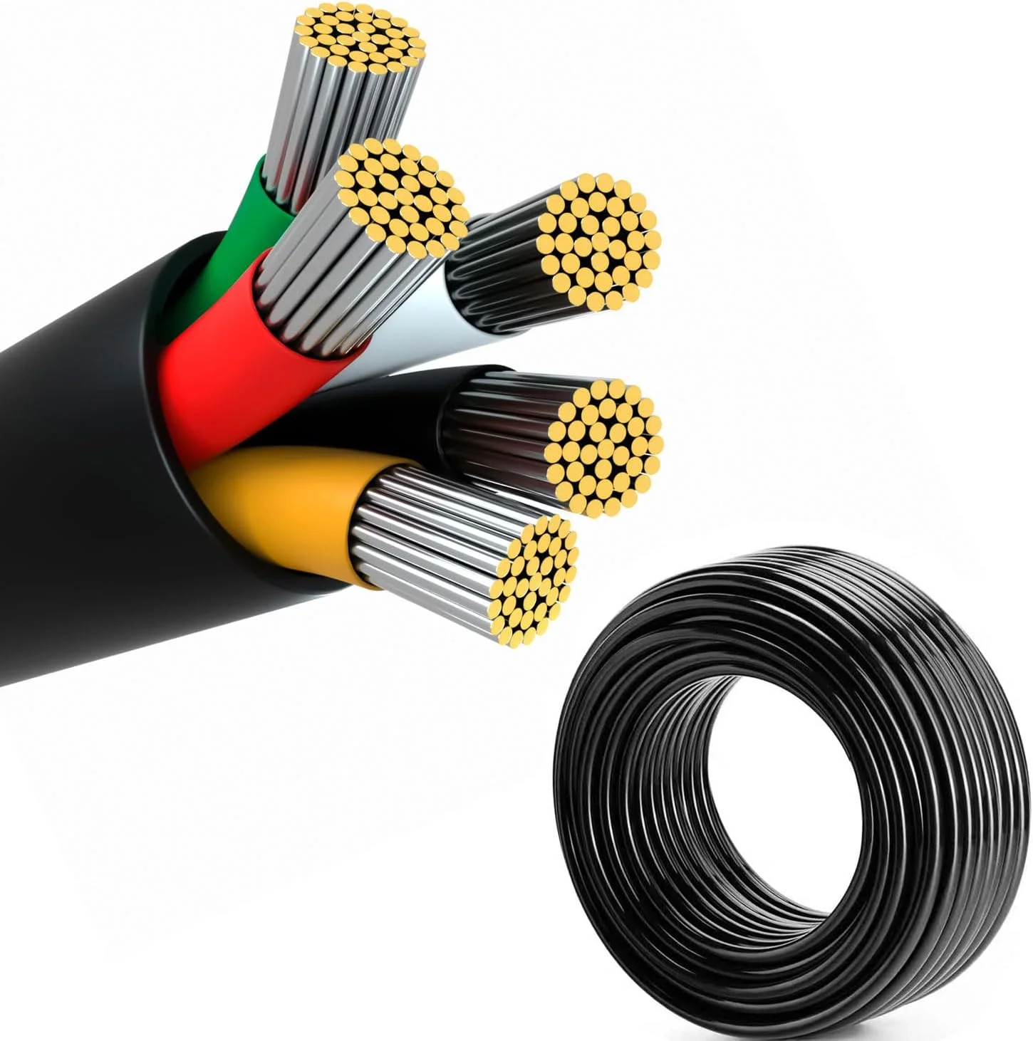 سیم برق 5 رشته ای 20 AWG Striveday، کابل صوتی، خط سیگنال (قرمز، مشکی، زرد، سفید و سبز) 10 متر دارای گواهینامه UL سیم برق 5 رشته ای 20 AWG Striveday، کابل صوتی، خط سیگنال (قرمز، مشکی، زرد، سفید و سبز) 10 متر دارای گواهینامه UL