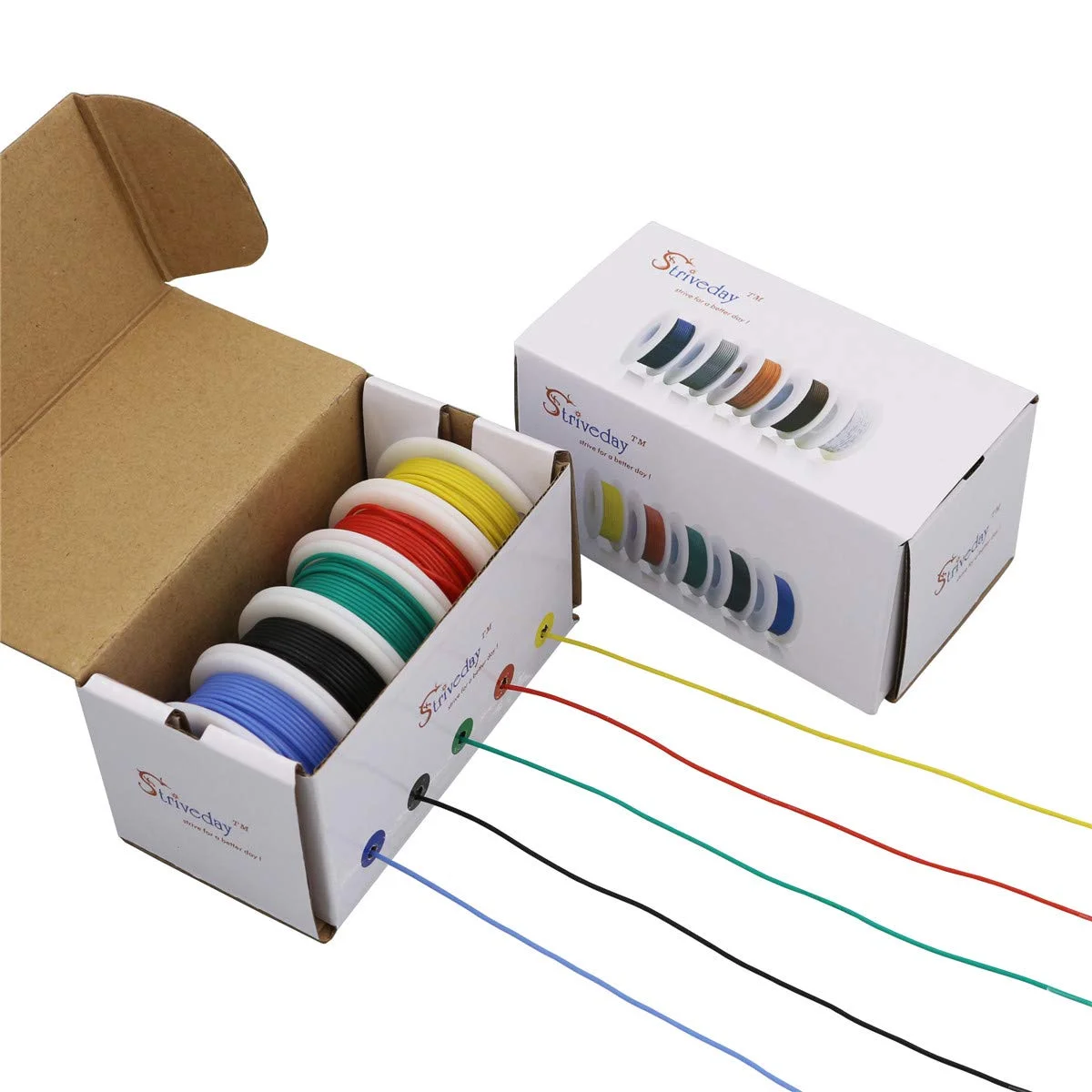 سیم سیلیکونی انعطاف پذیر Striveday، سیم برق 24awg، سیم مسی قلع اندود 24 گیج، کابل های 300 ولت، سیم افشان الکترونیکی، جعبه سیم DIY -1 سیم سیلیکونی انعطاف پذیر Striveday، سیم برق 24awg، سیم مسی قلع اندود 24 گیج، کابل های 300 ولت، سیم افشان الکترونیکی، جعبه سیم DIY -1