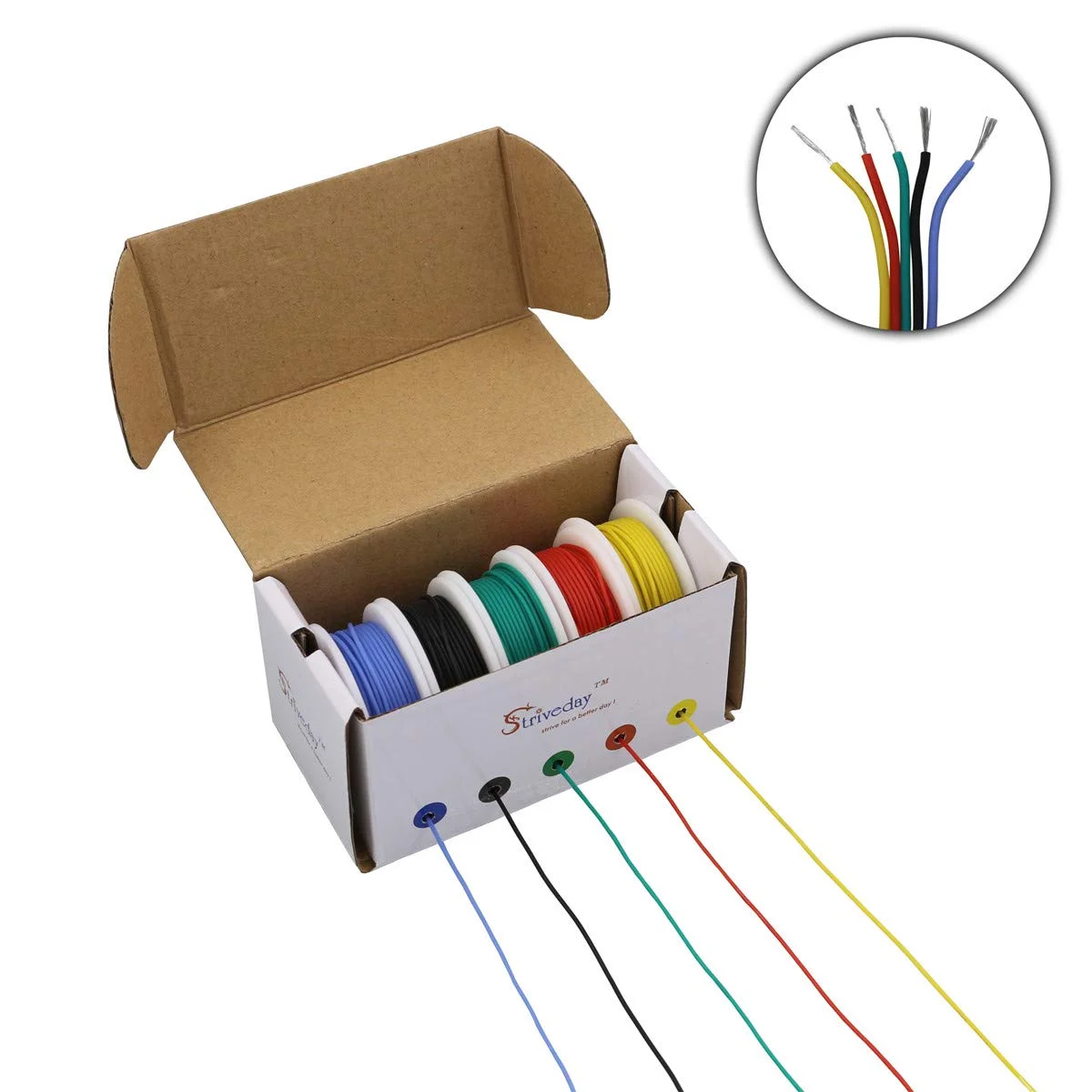 سیم سیلیکونی انعطاف پذیر Striveday، سیم برق 24awg، سیم مسی قلع اندود 24 گیج، کابل های 300 ولت، سیم افشان الکترونیکی، جعبه سیم DIY -1 سیم سیلیکونی انعطاف پذیر Striveday، سیم برق 24awg، سیم مسی قلع اندود 24 گیج، کابل های 300 ولت، سیم افشان الکترونیکی، جعبه سیم DIY -1