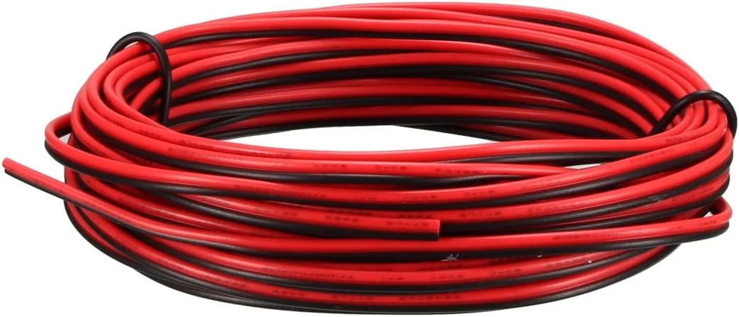 سیم افزایشی 2 پین قرمز مشکی uxcell، سیم موازی 28 AWG، مس قلع اندود شده، طول 5 متر برای نوار نور LED