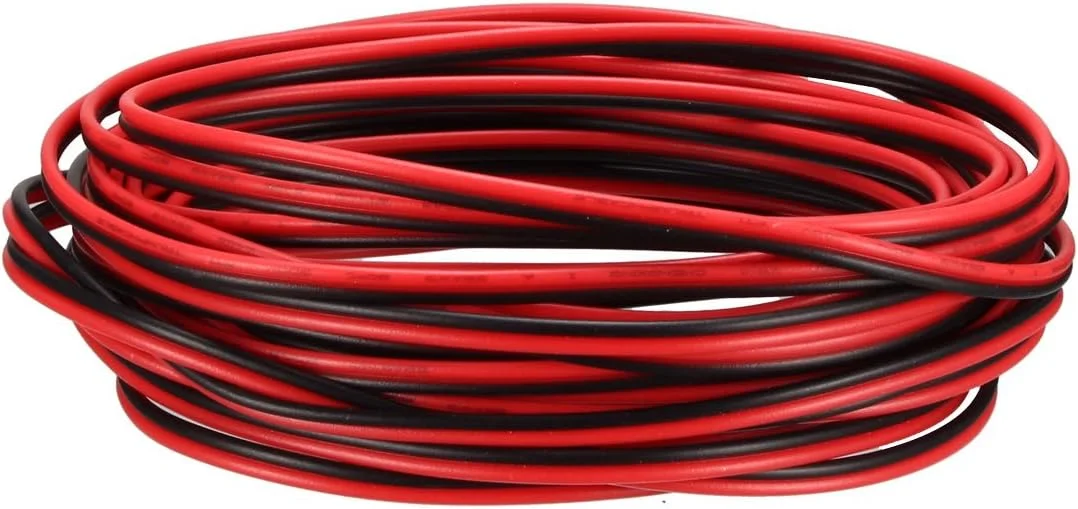 سیم افزایشی قرمز مشکی 2 پین uxcell، سیم موازی 26 AWG، مس قلع اندود، طول 5 متر برای نوار نور LED