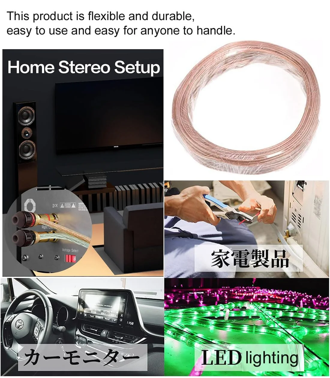 سیم رابط شفاف Toopyee با سیم مسی قلع اندود 16awg، سیم موازی 2 پین، طول 20 متر، مناسب برای نوار LED، بلندگو و سیم کشی الکترونیکی