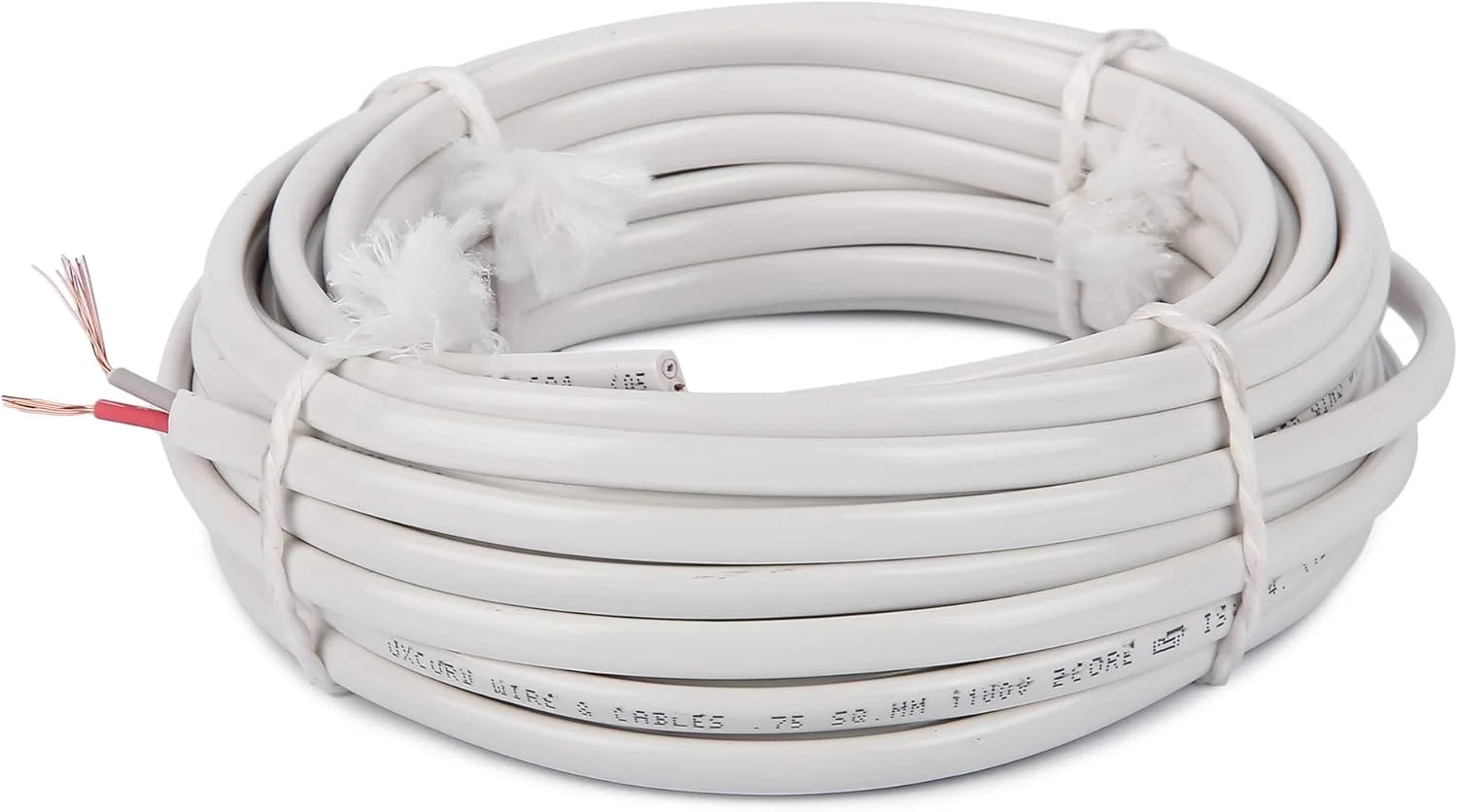 سیم و کابل دو قلو تخت آکسفورد، 2 هسته مس، 0.75 میلی متر، 9 متر برای اتصالات برقی تک فاز خانگی و صنعتی تا 1100 ولت (9 متر)