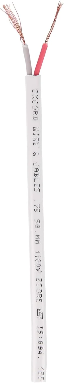 سیم و کابل دو قلو تخت آکسفورد، 2 هسته مس، 0.75 میلی متر، 9 متر برای اتصالات برقی تک فاز خانگی و صنعتی تا 1100 ولت (9 متر)