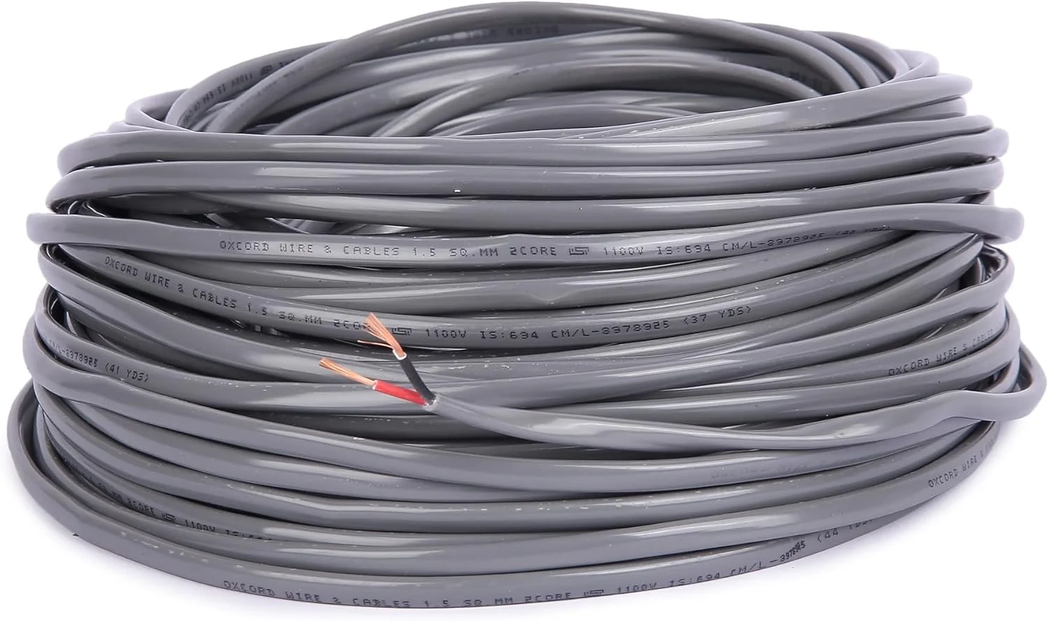 سیم و کابل مسی دو رشته تخت آکسکورد 1.5 میلی متر 27 متر برای اتصالات الکتریکی خانگی و صنعتی، اتصالات الکتریکی تک فاز تا 1100 ولت