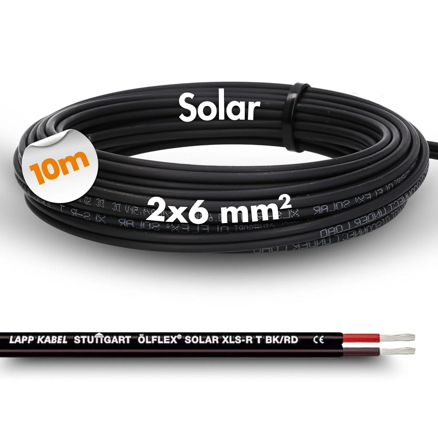 کابل خورشیدی Lapp ÖLFLEX Solar XLS-R T 2 x 6 mm² BK/RD کابل دوقلو خورشیدی 10 متری