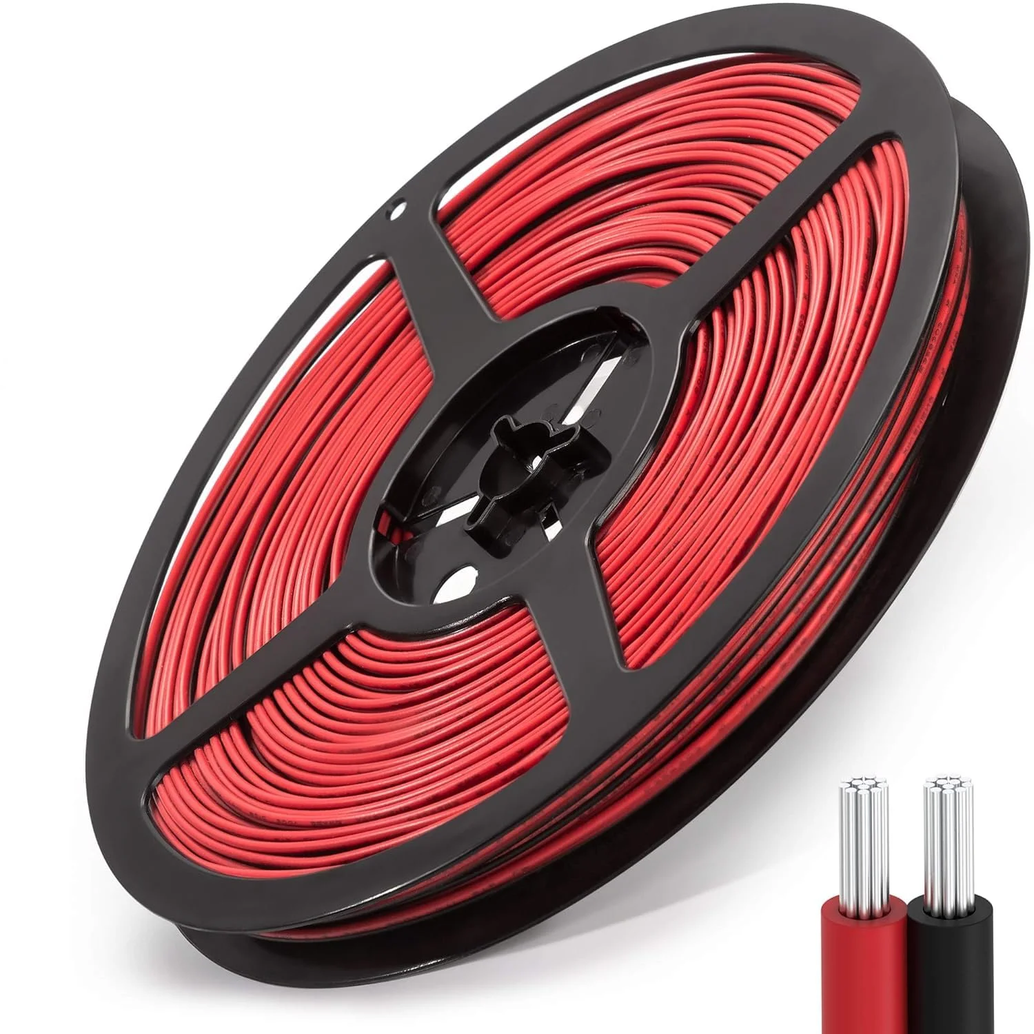 سیم برق 2 رشته JACKYLED با اندازه 22 AWG، سطح مقطع 0.35mm²، طول 20 متر، ولتاژ 12V/24V، کابل 22 گیج 65.6 فوت، سیم برق افشان 2 پین برای چراغ های نواری LED مدل 3528 5050