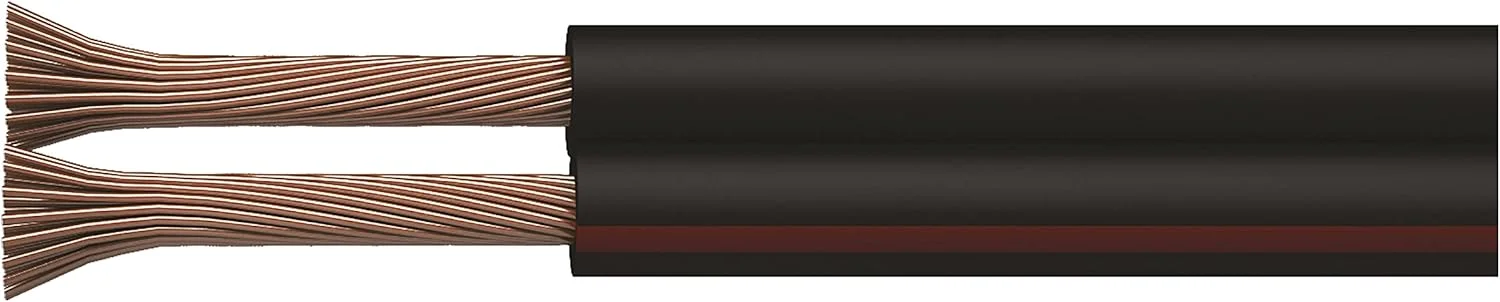 کابل مسی EMOS S8293، 2 x 1.5 میلی‌متر مربع، 100 متر کابل سیم دوقلو ولتاژ پایین CCA، مشکی با علامت پلاریته