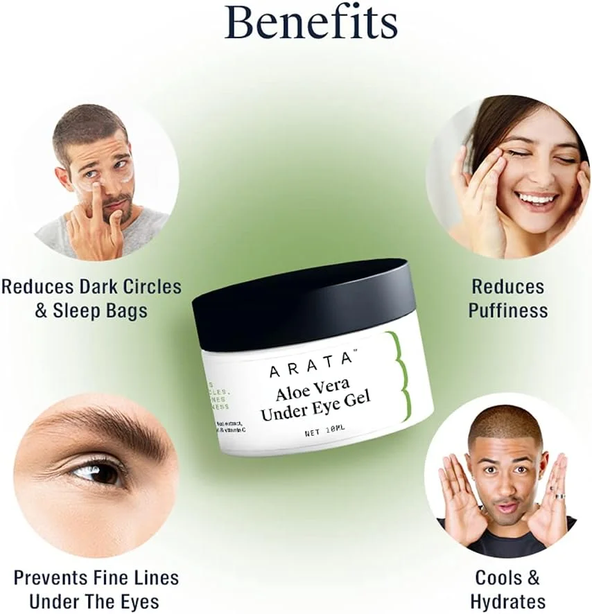 ژل زیر چشم آلوئه ورا آراتا برای سیاهی دور چشم، خطوط ریز و پف (10 میلی لیتر) | غنی شده با روغن قهوه، چای سیاه، بابونه ارگانیک و ویتامین C | مناسب انواع پوست | کاملا طبیعی، وگان و بدون تست حیوانی ژل زیر چشم آلوئه ورا آراتا برای سیاهی دور چشم، خطوط ریز و پف (10 میلی لیتر) | غنی شده با روغن قهوه، چای سیاه، بابونه ارگانیک و ویتامین C | مناسب انواع پوست | کاملا طبیعی، وگان و بدون تست حیوانی