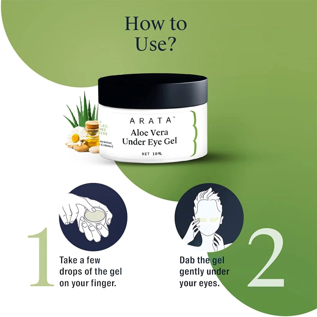 ژل زیر چشم آلوئه ورا آراتا برای سیاهی دور چشم، خطوط ریز و پف (10 میلی لیتر) | غنی شده با روغن قهوه، چای سیاه، بابونه ارگانیک و ویتامین C | مناسب انواع پوست | کاملا طبیعی، وگان و بدون تست حیوانی ژل زیر چشم آلوئه ورا آراتا برای سیاهی دور چشم، خطوط ریز و پف (10 میلی لیتر) | غنی شده با روغن قهوه، چای سیاه، بابونه ارگانیک و ویتامین C | مناسب انواع پوست | کاملا طبیعی، وگان و بدون تست حیوانی