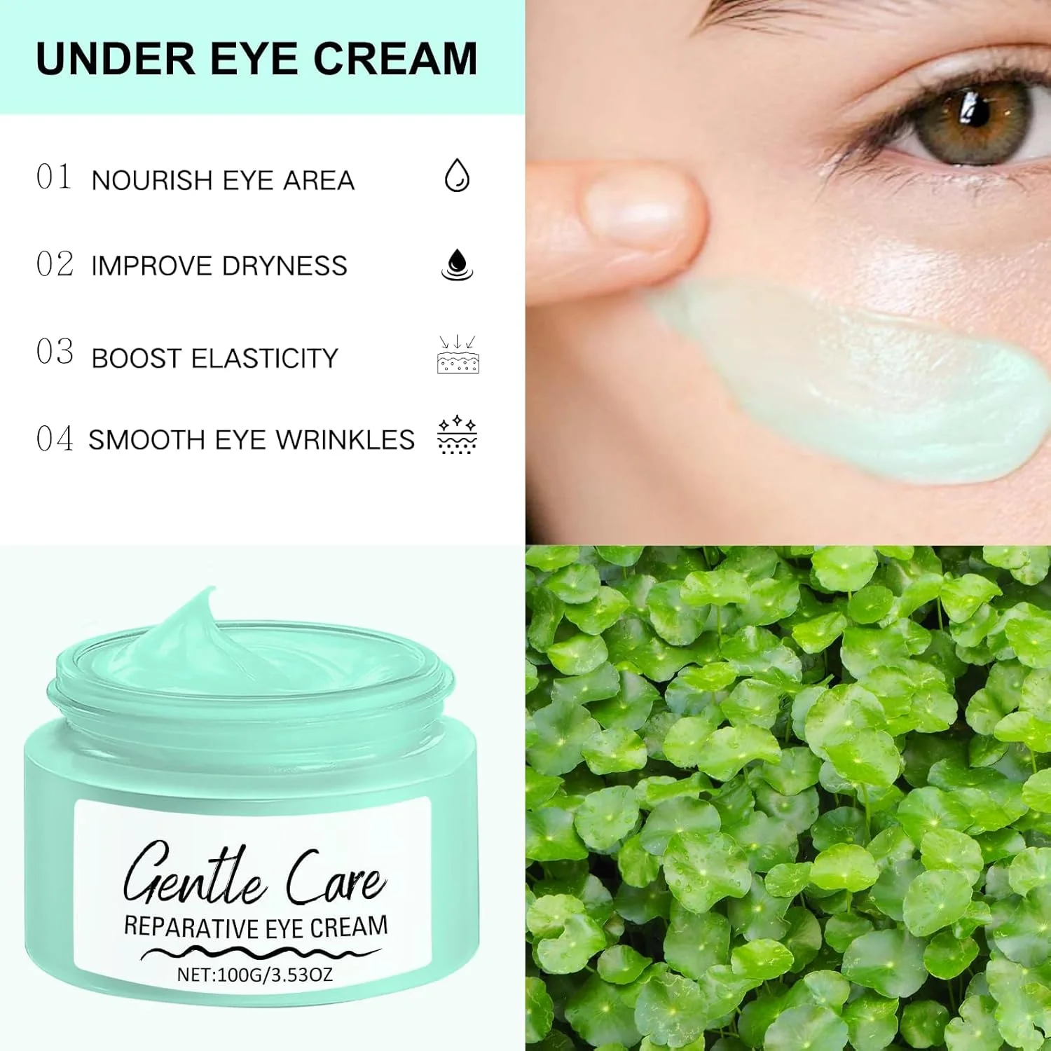 کرم دور چشم Azonee برای سیاهی و پف زیر چشم، کرم ترمیم کننده ضد پیری با سنتلا آسیاتیکا، سفت کننده و صاف کننده فوری چشم، کاهش دهنده پف، خطوط ریز و چروک (100 گرم)