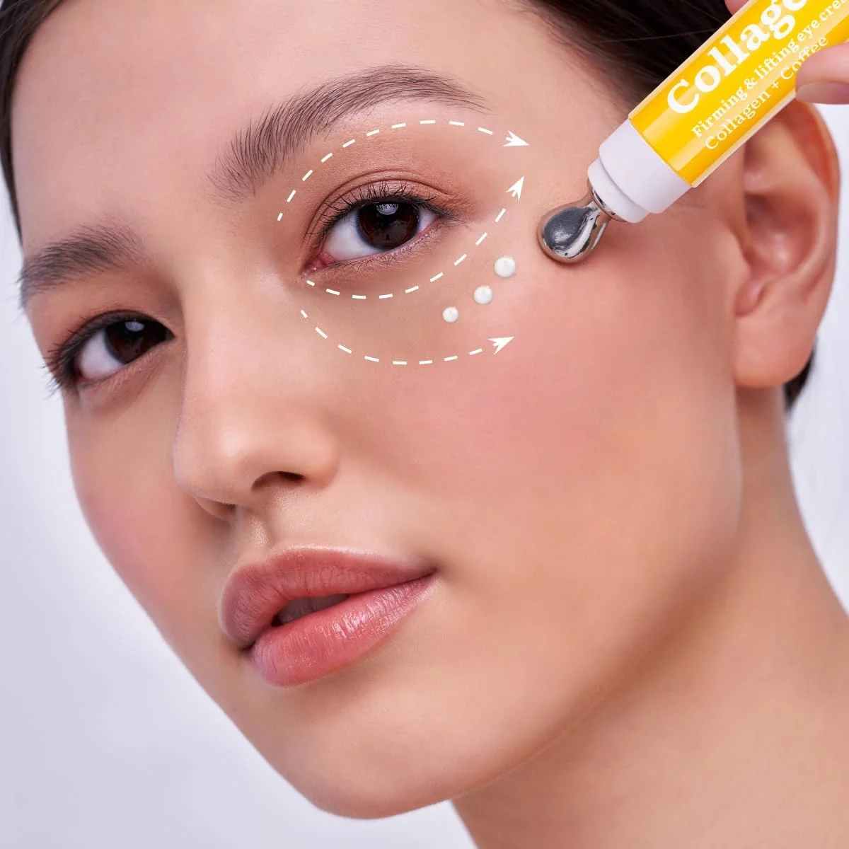 کرم دور چشم 7DAYS حاوی کلاژن – مراقبت از پوست کره ای، درمان کرم دور چشم با اپلیکاتور خنک کننده، فرمول روشن کننده و ضد پیری برای پف و خطوط ریز – 18 میلی لیتر