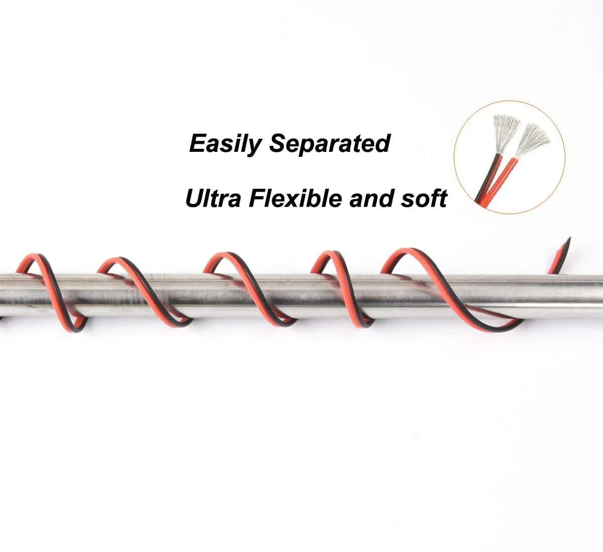 سیم برق 16 گیج Haerkn، سیم سیلیکونی موازی 2 رسانا 15 متر [7.5 متر مشکی 7.5 متر قرمز]، سیم انعطاف پذیر 600 ولت، سیم مسی قلع اندود رشته ای