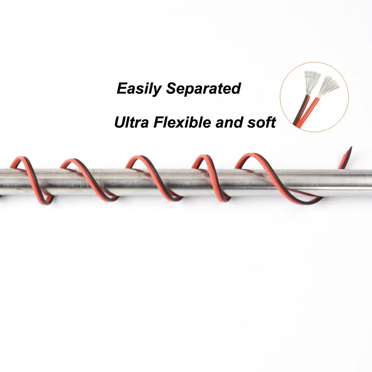 سیم برق سیلیکونی Haerkn 14 awg، سیم موازی 2 هادی، 15 متر [7.5 متر مشکی 7.5 متر قرمز] گیج 14 نرم و انعطاف پذیر، رشته های مس قلع اندود بدون اکسیژن