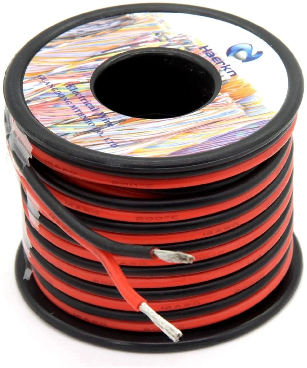 کابل برق، سیم برق 14 AWG سیم سیلیکونی برق 2 هادی سیم موازی 15 متر [مشکی 7.5 متر قرمز 7.5 متر] قلاب از مس قلع اندود شده