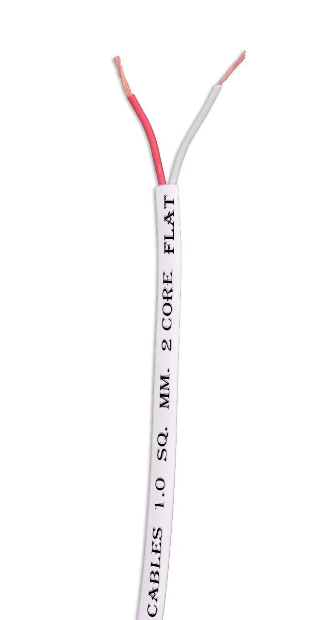 سیم و کابل دو رشته ای تخت 1.0 میلی متری با عایق PVC دو لایه (سفید) (30 متر)