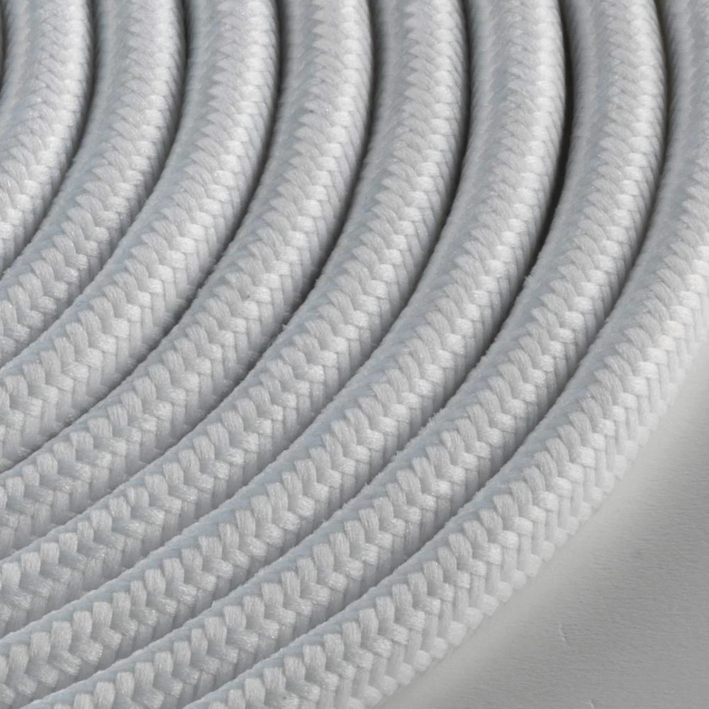 کابل پارچه ای گرد لایت Klartext برای روشنایی، 3 × 0.75 میلی متر، سفید مات، 5 متر. توجه: شامل کابل اتصال به زمین! حداکثر ایمنی ضد شوک!