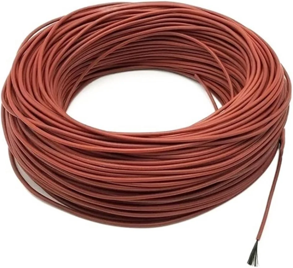 کابل محافظ 50 متری سیم گرمایش از کف لاستیک سیلیکونی قرمز 12K 33 اهم/متر کابل گرمایش فیبر کربنی سیم اتصال به زمین