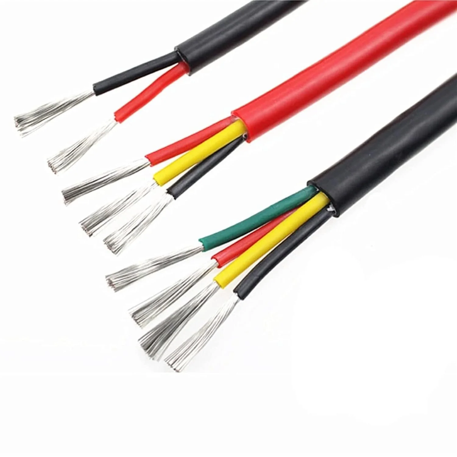 کابل محافظ 5 متری مقاوم در برابر حرارت، سیم سیلیکونی نرم 2 هسته ای 3 هسته ای 4 هسته ای 5 هسته ای 6 هسته ای 8 هسته ای 0.2mm 0.3mm 0.5mm 0.75mm 1.0mm 1.5mm سیم ارت (رنگ: 4 هسته، اندازه: 0.75mm 18AWG)