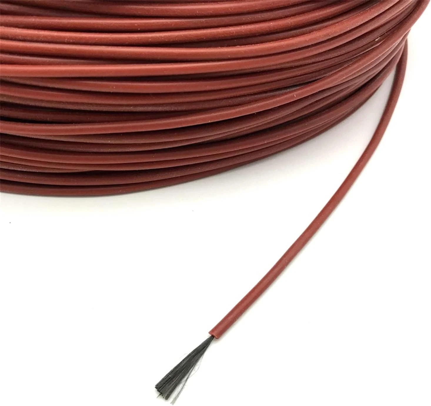 کابل محافظ 50 متری سیم گرمایش از کف لاستیک سیلیکونی قرمز 12K 33 اهم/متر کابل گرمایش فیبر کربنی سیم اتصال به زمین