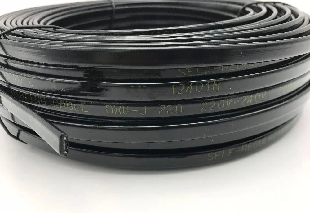 کابل محافظتی 20 وات بر متر برای ذوب برف، کابل گرمایشی محافظت از یخ زدگی لوله آب تخلیه، نوار گرمایشی خود تنظیم شونده با سیم اتصال به زمین (سایز: 30 متر)