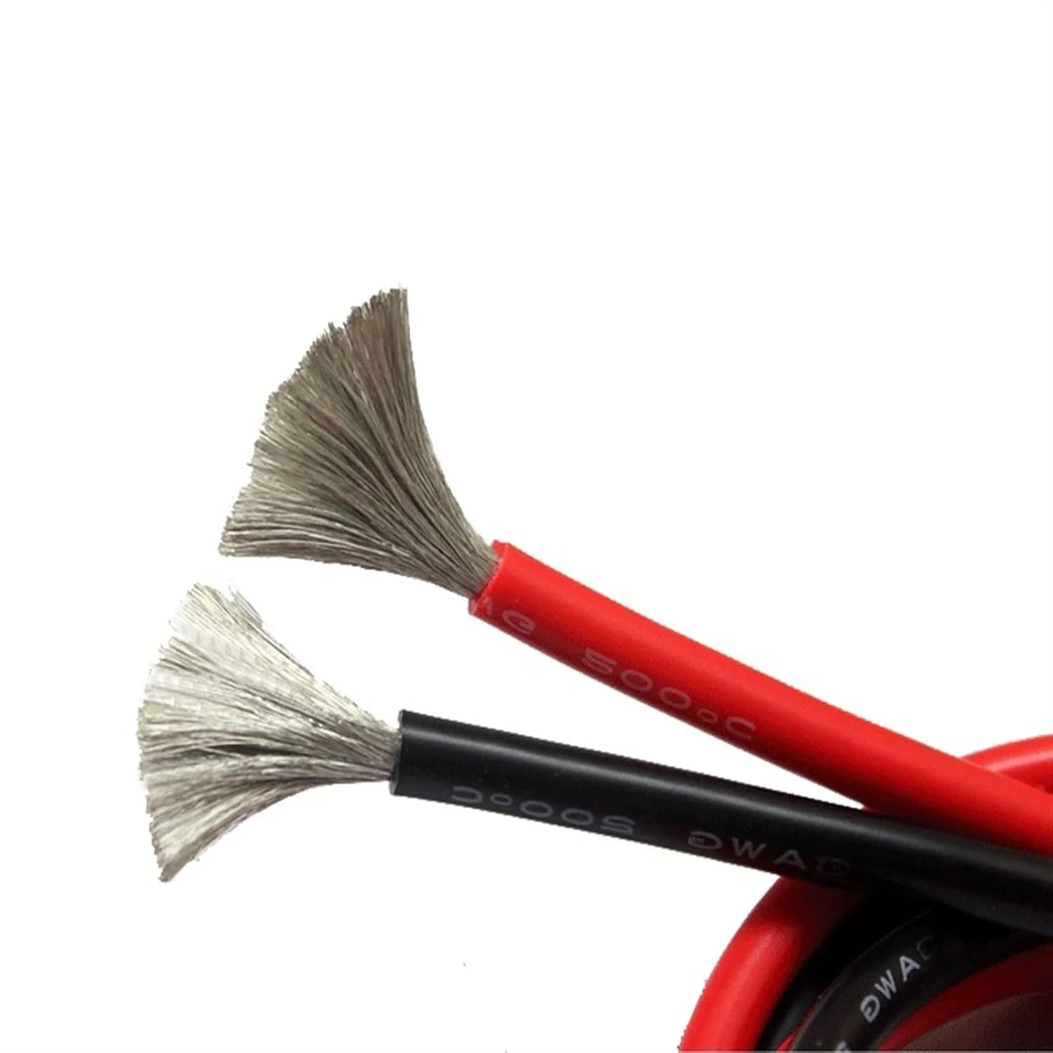 کابل محافظ سیم سیلیکونی نرم، سیم‌های 11AWG 10AWG 9AWG 8AWG 7AWG 6AWG 4AWG، سیم مقاوم در برابر حرارت 35/50/70mm2 200 درجه سانتیگراد، مقاوم در برابر سرما -60 درجه سانتیگراد (رنگ: قرمز، اندازه: 8AWG 2 متر)