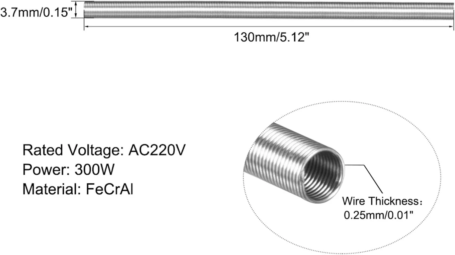 سیم المنت حرارتی محافظ کابل، 300 وات - 4000 وات 3.7 میلی متر در 130 میلی متر 2 عدد سیم مقاومت نیکروم، سیم مقاومت حرارتی سیم اتصال به زمین
