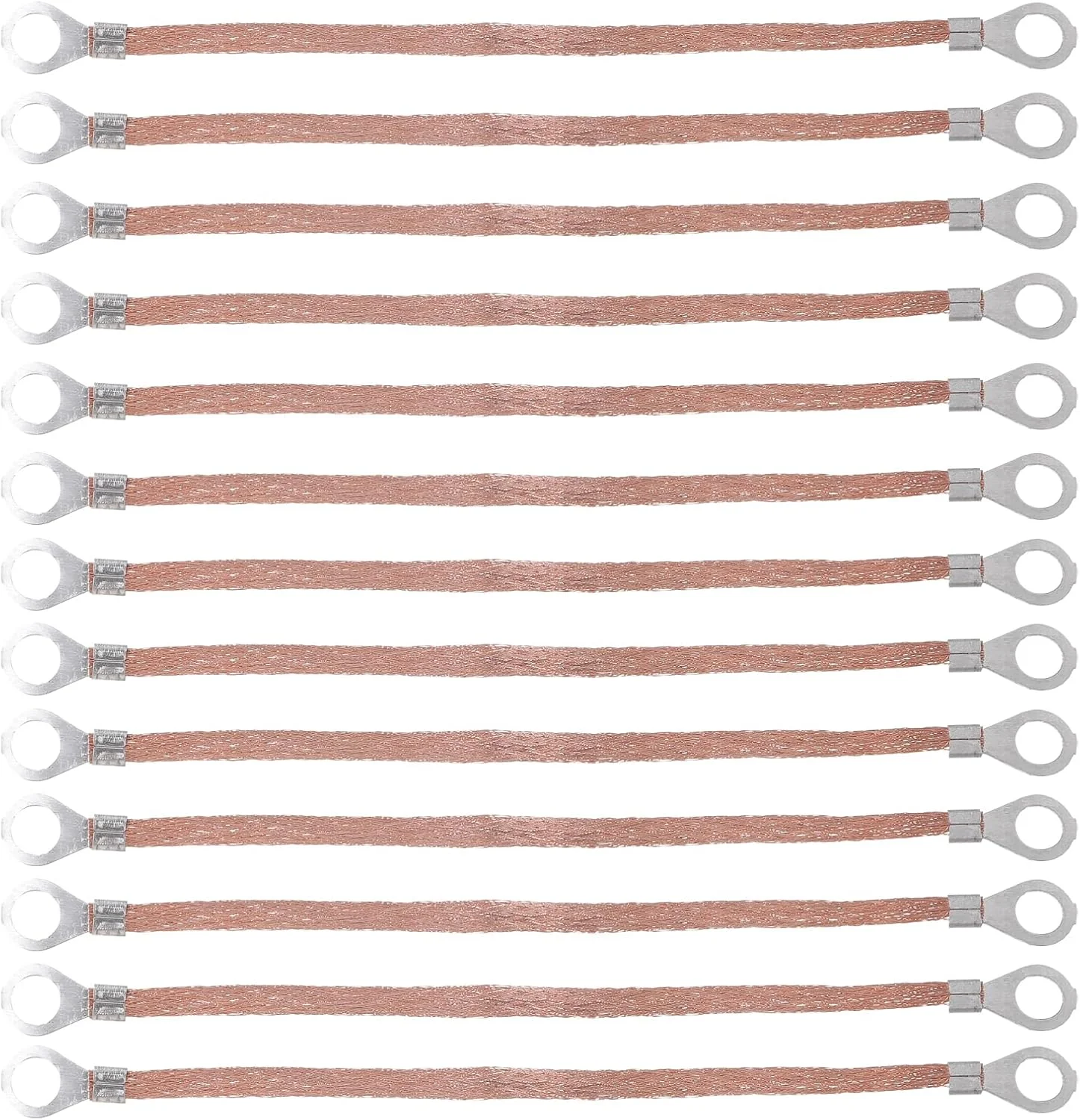 TEHAUX 100 عدد تسمه اتصال زمین، تسمه اتصال زمین مسی بافته شده خودرو، کابل های اتصال زمین سیم اتصال زمین برای اکثر خودروها کابینت توزیع آلومینیومی TEHAUX 100 عدد تسمه اتصال زمین، تسمه اتصال زمین مسی بافته شده خودرو، کابل های اتصال زمین سیم اتصال زمین برای اکثر خودروها کابینت توزیع آلومینیومی