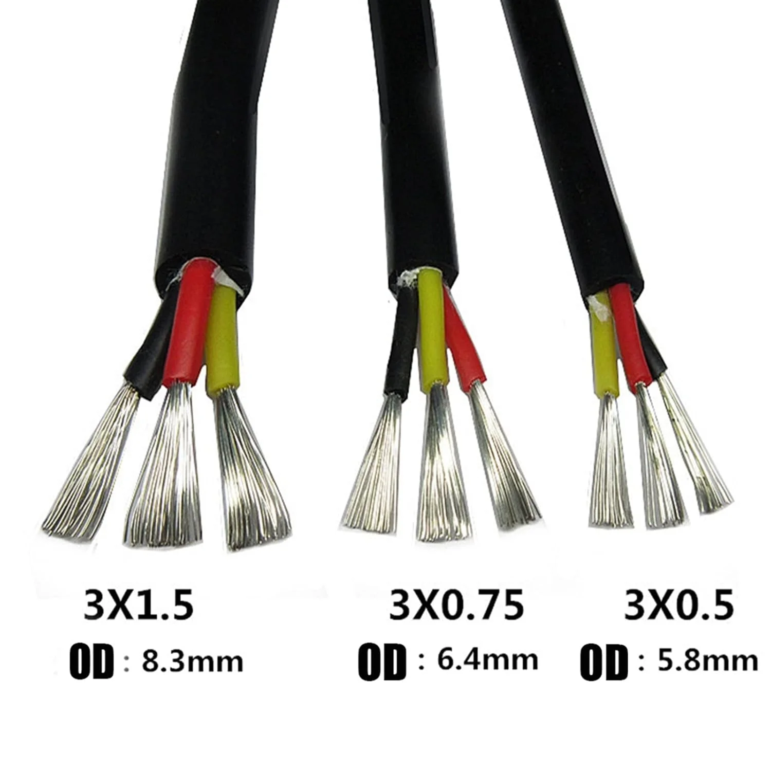 کابل محافظ 2، 3، 4 هسته ای با روکش سیلیکونی، سیم مسی فوق العاده نرم سیلیکونی، 17، 18، 20، 22 AWG، سیم ارت با روکش سیلیکونی انعطاف پذیر عایق (رنگ: 2 هسته 1.5mm2، اندازه: 10 متر)