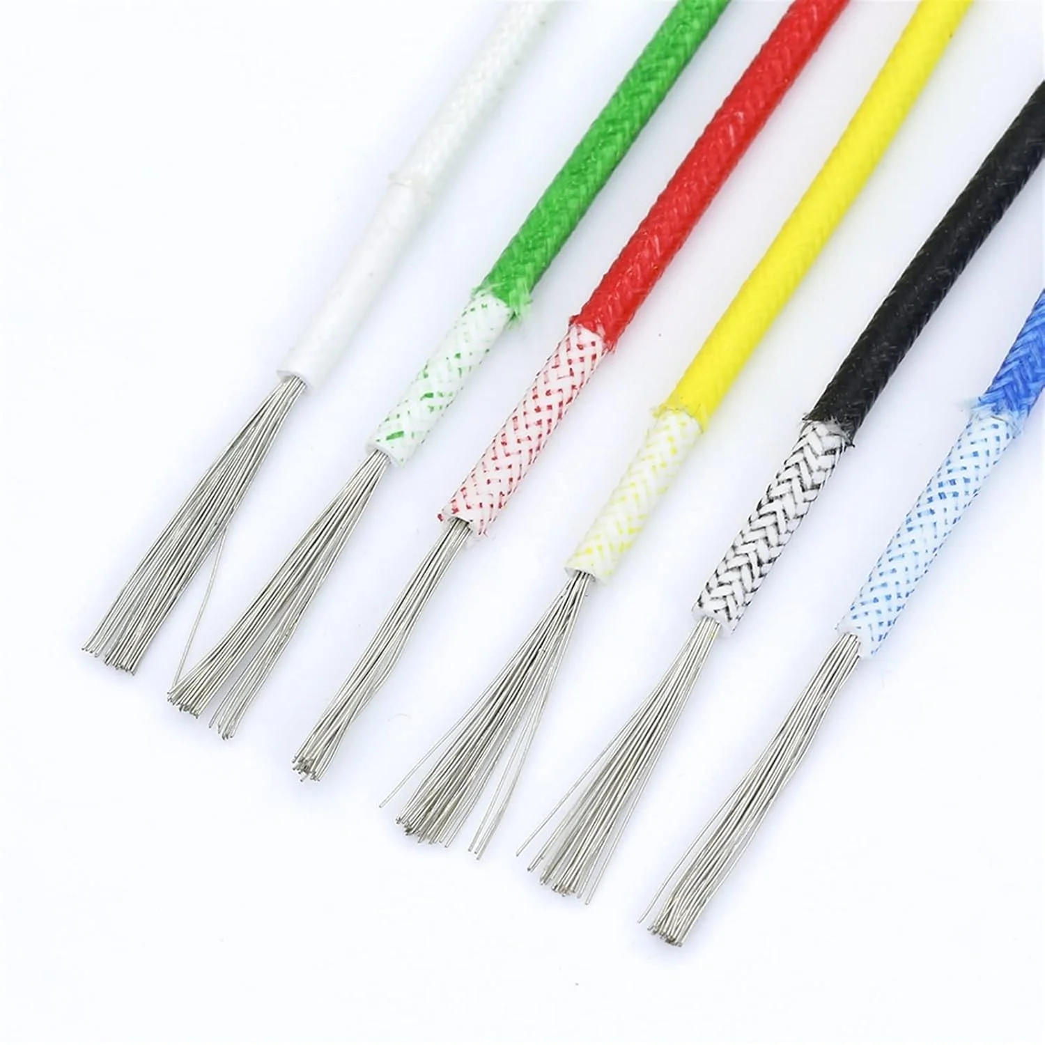 کابل محافظ 10 متری مقاوم در برابر سایش و آتش سیم 0.5mm 1.5mm 2.5mm کابل سیلیکونی بافته شده تک هسته ای مقاوم در برابر حرارت سیم ارت (رنگ: آبی، اندازه: 11AWG 4mm)