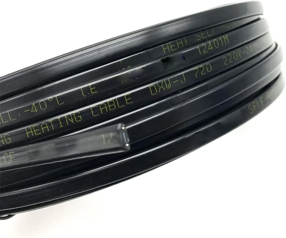 کابل محافظ 20 وات بر متر، کابل حرارتی برای ذوب برف و محافظت از یخ زدگی لوله آب، نوار گرمایشی خود تنظیم شونده با سیم اتصال به زمین (سایز: 10 متر)