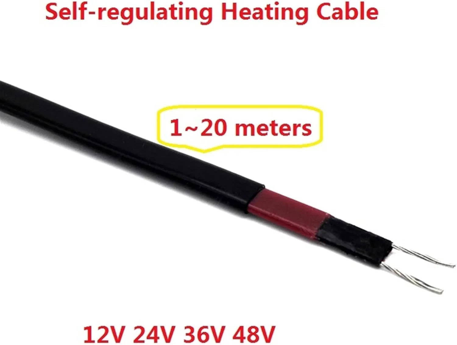 کابل محافظتی 1 تا 20 متری کابل حرارتی برای محافظت در برابر یخ زدگی 12 ولت 24 ولت 36 ولت 48 ولت DC ولتاژ پایین خود تنظیم شونده سیم ارت (رنگ: 36 ولت، اندازه: 15 متر)