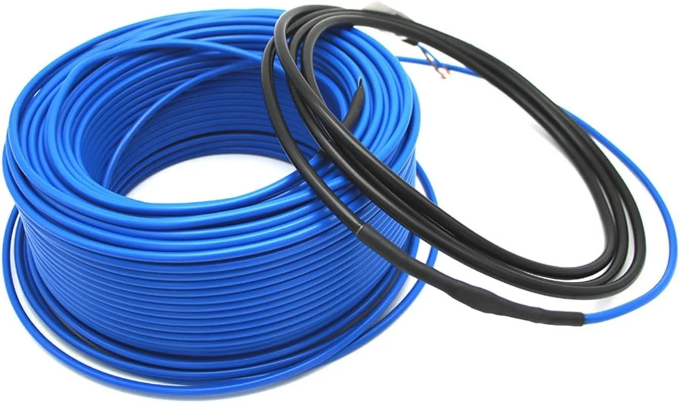 کابل محافظتی ذوب برف برای مسیر ماشین رو، سیم گرمایشی 20 وات بر متر، مناسب برای زیر کاشی، کف لمینت، دارای سیم اتصال به زمین (رنگ: فقط سیم، اندازه: 50 متر (1000 وات))