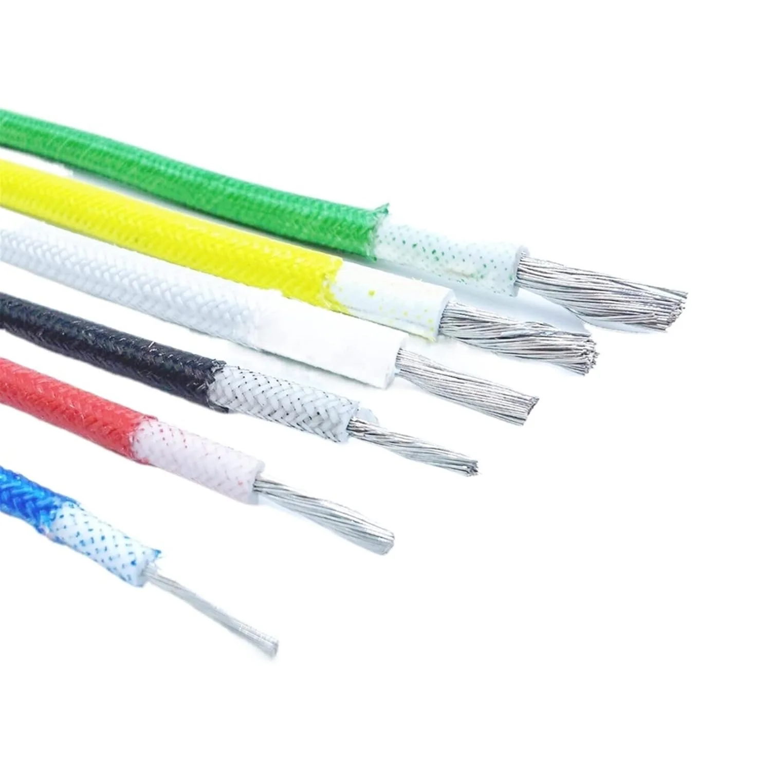 کابل محافظ 10 متری بافته شده از الیاف شیشه ای، مقاوم در برابر حرارت، سیلیکونی با دمای بالا، مقاوم در برابر سایش، سیم مقاوم در برابر آتش، سیم ارت (رنگ: سبز، اندازه: 0.5mm 20awg)