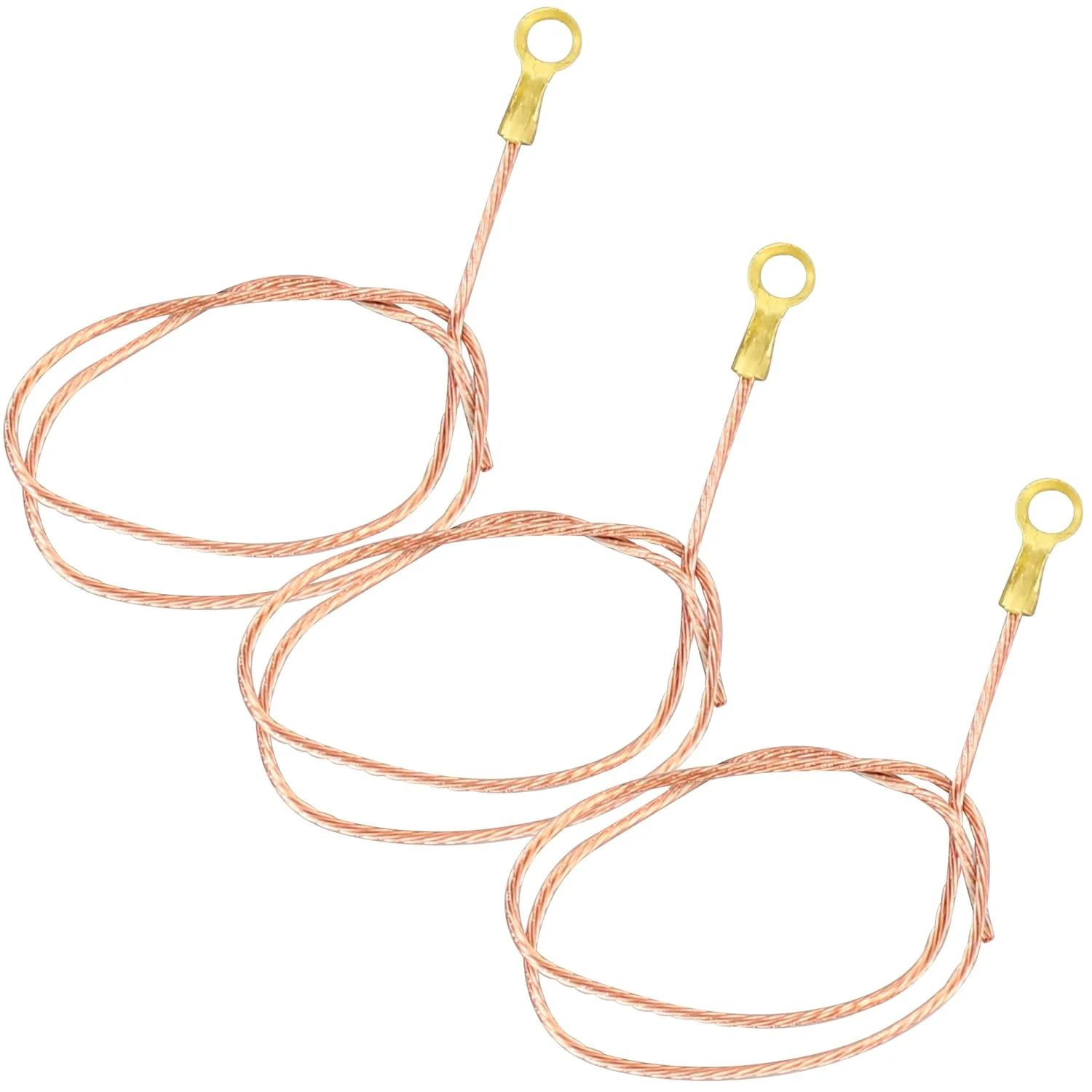 سیم اتصال زمین مسی بدون روکش OHLECTRIC با سرسیم - 25 سانتی متر (بسته 3 عددی) گیج 18، سرسیم اتصال زمین 8/32، سیم اتصال زمین مسی بدون روکش 25 سانتی متری 18/1، سیم های اتصال زمین الکتریکی بادوام