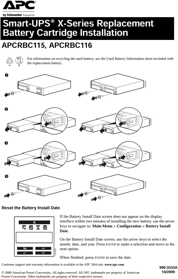 کارتریج باتری جایگزین APC مدل APCRBC115، برای مدل های Smart-UPS APC مدل های SMX1500RM2U، SMX1500RM2UNC، SMX1500RMNCUS، SMX1500RMUS