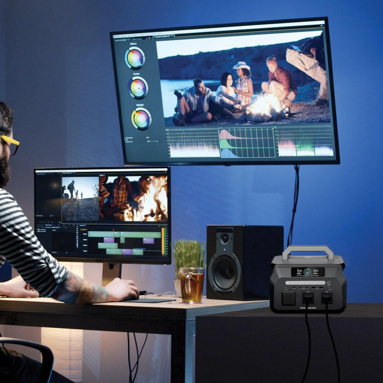 پاور استیشن قابل حمل پاورولوژی DYNAMIC800 [800W/512Wh]، PD 100W، 2 خروجی AC، ورودی شارژ خورشیدی، شارژ سریع، پورت های USB-A/USB-C/DC، ژنراتور قابل حمل برای لپ تاپ/ فضای باز/ کمپینگ/ تلفن/ RV