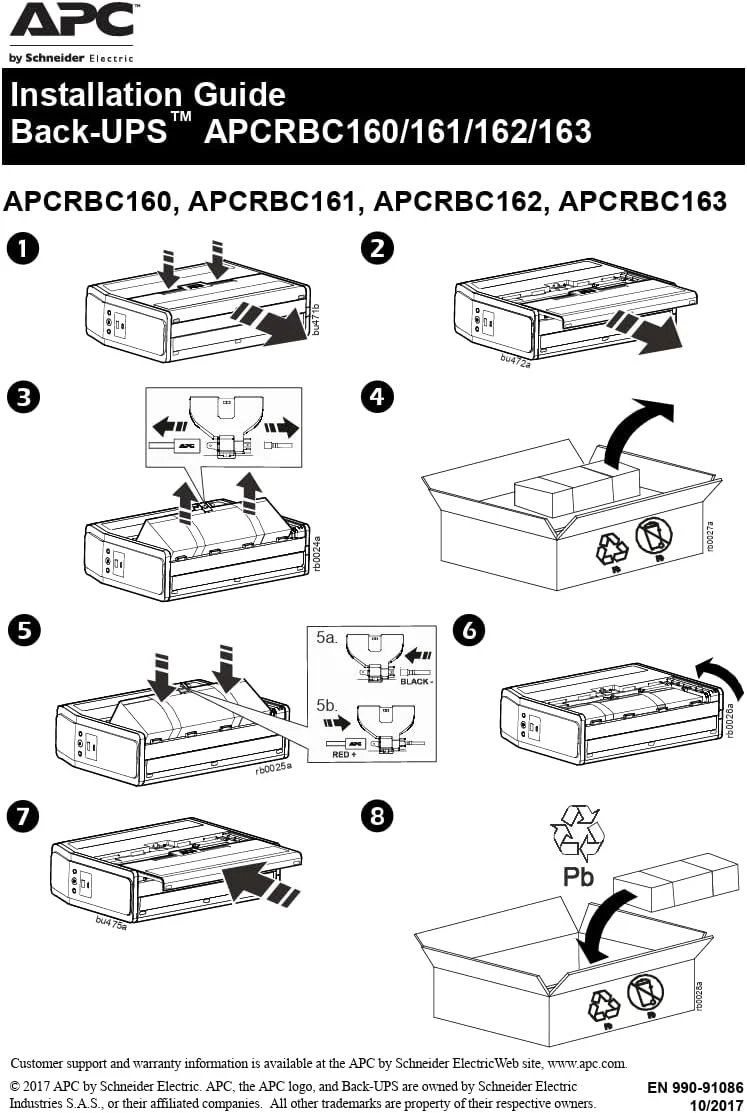 کارتریج باتری جایگزین APC مدل APCRBC163، برای UPS مدل BR1500MS و برخی دیگر